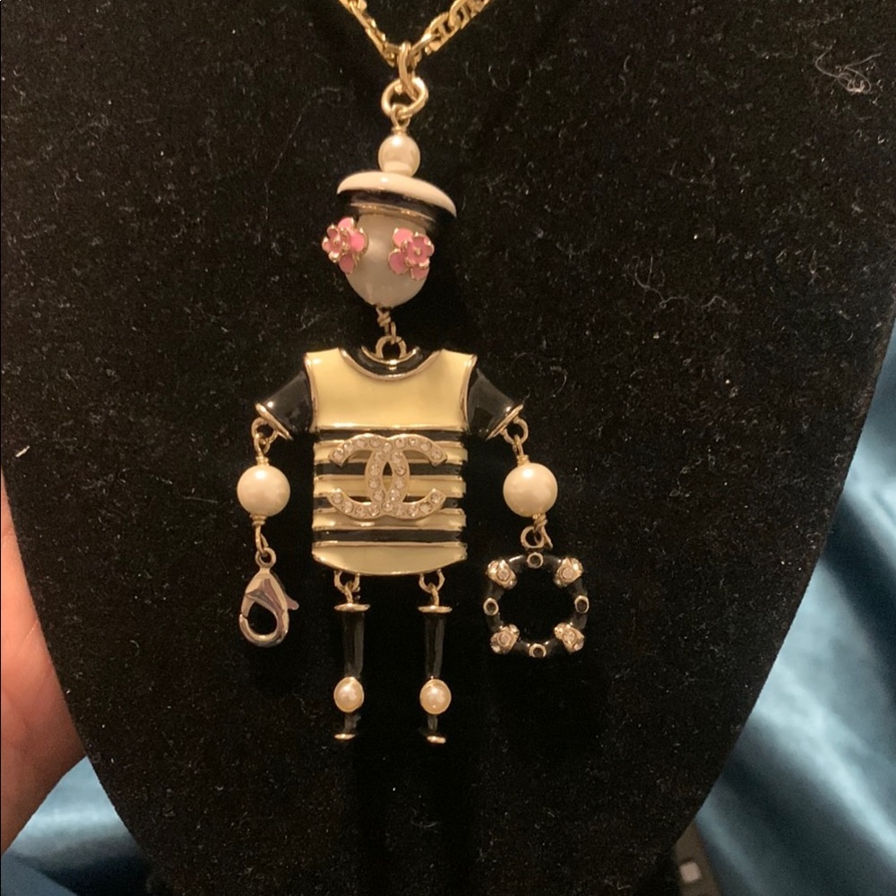CHANEL Gold and Silver Sailor Enamel Pendant Design